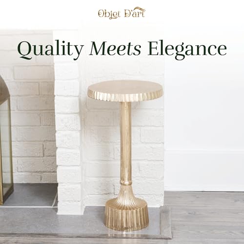 OBJET D'ART Inverness Small Round Gold End Table, 22" H | Vintage Metal Accent, Side Table, Pedestal, Cocktail, Drink Table, Living Room, Small Spaces, Modern Look, Quality Build - style: Inverness