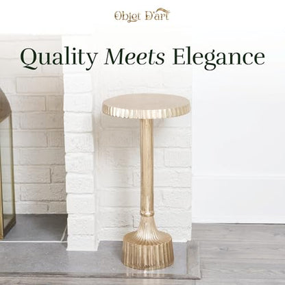 OBJET D'ART Inverness Small Round Gold End Table, 22" H | Vintage Metal Accent, Side Table, Pedestal, Cocktail, Drink Table, Living Room, Small Spaces, Modern Look, Quality Build - style: Inverness