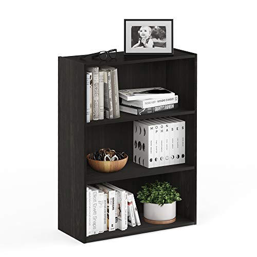 Furinno PASIR Book Shelf, 3-Tier Bookshelf, Storage Shelves Bookcase, 9.7 x 23.7 x 31.5, for Living Room, Bedroom, Home Office, Espresso - color: Brown, size: 3-Tier