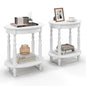 Giantex Oval End Tables Set of 2, 2-Tier Side Tables with Storage Shelf & Solid Wood Legs, Modern Living Room Accent Table, Wood Nightstand for Bedroom, Small Space, 20.5"L x 15.5"D x 24.5"H, White - color: White