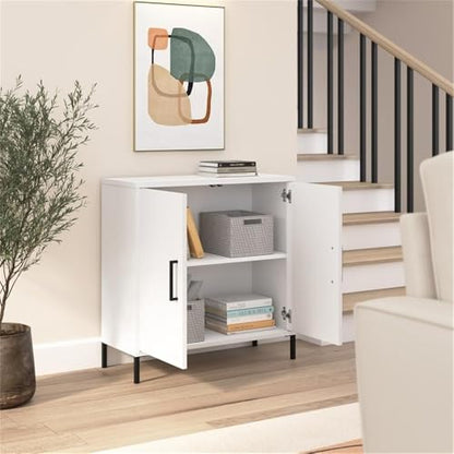 Bush Furniture Essence Low Storage Cabinet with Doors in White | Organizers and Shelves for Home Office Workspace, Living Room, Entryway, Bedroom, and Mudroom