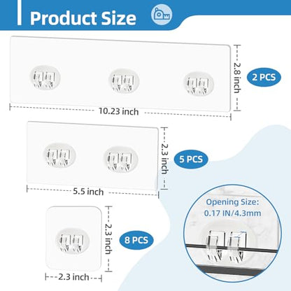 15 Pack Shower Caddy Adhesive Replacement - Strong No Drilling | Shower Shelf Adhesive Hooks for Bathroom Storage Shelves & Kitchen Racks, 3 Sizes Included