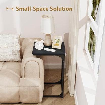 C Shaped End Tables Couch Table TV Trays Set of 2, 11.8" Wide, Black - color: Black, size: 11.8" Width