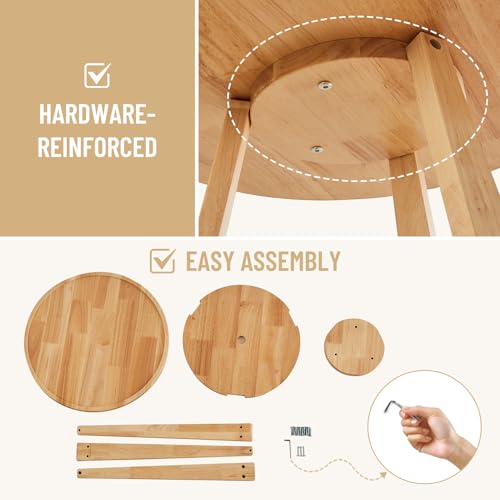 Uniclinens Wood Round End Table - Small Round Side Table with Lower Shelf for Living Room Sofa Couch, Bedroom Wooden Nightstand, Walnut - color: Natural, style: Style 7