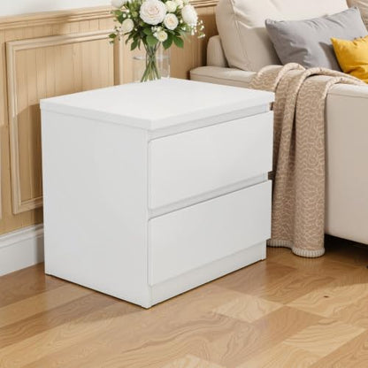 Nightstand with Drawers, Bedside Table with Drawers, Sofa Side Table Storage Cabinet, Night Stand for Bedroom Living Room (1, 2 Drawers White, 19.7" W×15.6" D×18.9" H) - color: 2 Drawers White