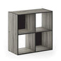 Furinno Pelli Cubic Storage Cabinet, 2x2, French Oak Grey/Black - color: French Oak/Black, size: 4-Cube