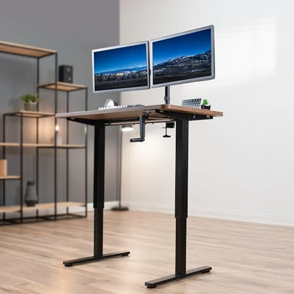 VIVO Compact Hand Crank Stand Up Desk Frame, Black, DESK-M051MB | For 37 to 77 inch Table Tops, Height Adjustable, Ergonomic Standing Desk Legs, Foldable Handle - color: Black