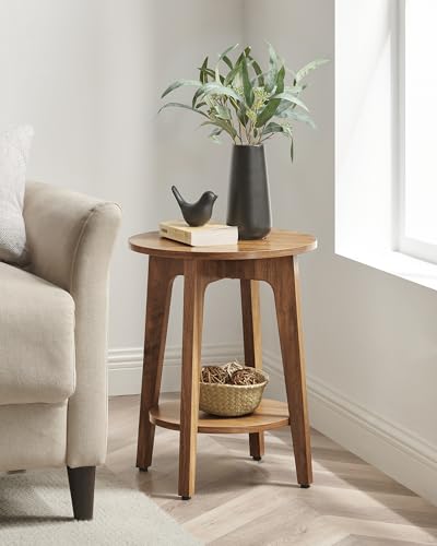 VASAGLE MAEZO Collection - Set of 2 Side Tables, 2-Tier Small Round End Tables, Nightstands with Tapered Legs, Curved Transitions, for Small Spaces, Living Room, Bedroom, Honey Brown ULET289K01 - color: Honey Brown, size: 2 pack