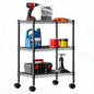 DUMOS 3-Tier Metal Wire Storage Shelves, Adjustable Standing Storage Rack Shelf with Wheels, Heavy Duty Steel Shelving Unit Organizers for Kitchen Bathroom Pantry Garage, 23.1" Wx13.4 Dx30.2 H, Black - size: 3 Tiers with wheels-30.31"H