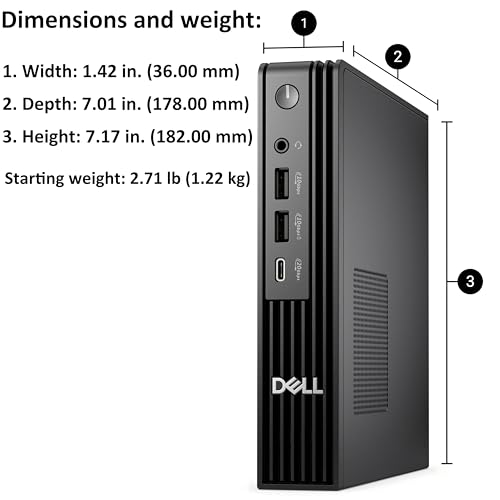 Dell Pro Micro Plus Desktop AI PC, Mini Bussiness Computer 14-Core Intel Ultra 5 235T up to 5.0GHz, 13 Tops NPU, 64GB DDR5 RAM, 1TB PCIe SSD, Wi-Fi 6 Bluetooth, Supports 4 Monitors, Windows 11 Pro
