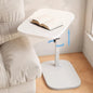 Pedestal Adjustable C Shaped End Tables for Small Spaces Side Table，Desktop can Turn 360° and The Height of The Sofa Side Table can be Adjusted - color: White-height-adjustable Table-1pcs
