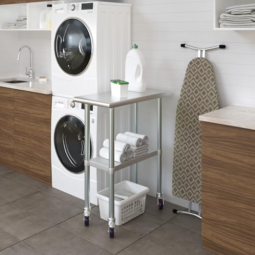 AmGood 15" Long x 30" Deep Stainless Steel Table with Casters - size: 15" Long x 30" Deep