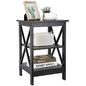 Nouva Square Side Table with Storage 3 Tier Small End Table 16 x 16 Inch Wooden X-Design Table Nightstand for Living Room Bedroom Office Nursery Entryway, Black - color: Balck