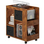 Yaheetech Narrow Side Table with Storage, Wooden Rolling Nightstand Bedside Table with Wheels, Magazine Racks and Open Shelves, End Table with Drawers for Living Room Bedroom, Rustic Brown - color: Rustic Brown