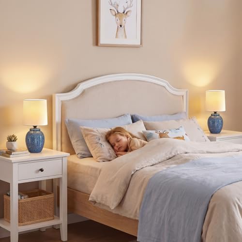 EJIAXIN Small Bedside Lamps -13.75" Farmhouse Table Lamps - Classic Ceramic Table Lamp for Bedroom, Living Room, Nightstand, Office, Side Desk Lamp, End Table - style: Coastal