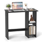 Giantex Small Desk, Compact Study Writing Desk with 3-Position Adjustable Shelf, Anti-Toppling Kit, Modern PC Laptop Table, Home Office Computer Workstation for Small Space Bedroom Dorm, Black - color: Black