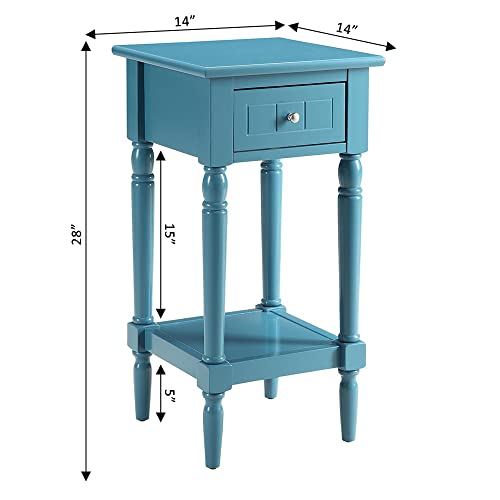 Convenience Concepts French Country Khloe 1 Drawer Accent End Table 14" - Traditional Farmhouse Side Table with Storage Drawer and Shelf for Living Room, Blue - color: Blue