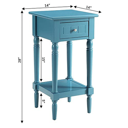 Convenience Concepts French Country Khloe 1 Drawer Accent End Table 14" - Traditional Farmhouse Side Table with Storage Drawer and Shelf for Living Room, Blue - color: Blue