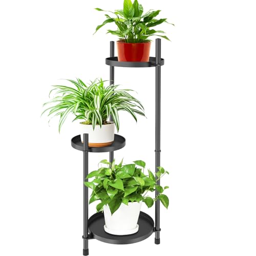 3 Tier Plant Stand Indoor Tall, Black Metal Corner Plant Stands for Indoor Multiple Plants, Flower Pot Stands Outdoor Holders Plant Shelf Display Rack for Garden Balcony Patio Living Room - color: 3 Tier-Black-A