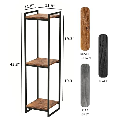 45" Tall Indoor Plant Stand, 3-Tier Flower Pot Rack, Rustic Brown | Modern Minimalist Look, Wood Finish, for Living Room, Bedroom, Balcony, Space-Saving, Sturdy Metal Frame