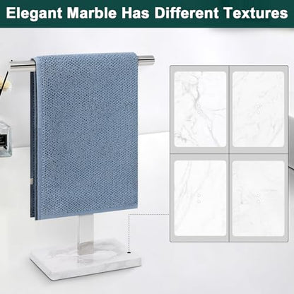 Hand Towel Holder, T-Shape Hand Towel Stand for Bathroom, Hand Towel Rack Bar Standing for Vanity Kitchen Countertop, 304 Stainless Steel, Marble Base (Chrome) - color: Chrome