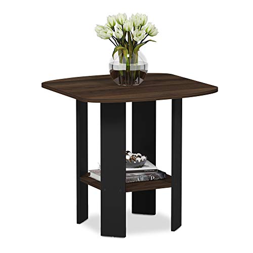 Furinno Simple Design Side Table Set of 2, 2-Tier Modern End Table with Soft Edges, Open Shelves Night Stand, Bedside Table, for Living Room, Bedroom, Columbia Walnut