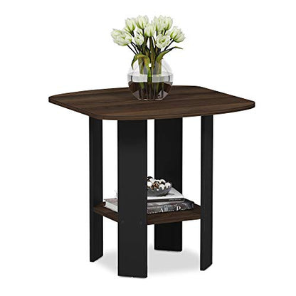 Furinno Simple Design Side Table Set of 2, 2-Tier Modern End Table with Soft Edges, Open Shelves Night Stand, Bedside Table, for Living Room, Bedroom, Columbia Walnut