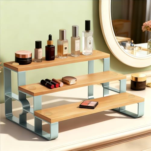 Cabinet & Counter Spice Rack Organizer for Spice Jars & Condiments, 3-Tier | Space-Saving Grease Resistant Bamboo Seasoning Organizers, Practical Makeup Stand, Simple Assembly, Wipe Clean, Mengbu - size: 3 Tier