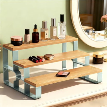 Cabinet & Counter Spice Rack Organizer for Spice Jars & Condiments, 3-Tier | Space-Saving Grease Resistant Bamboo Seasoning Organizers, Practical Makeup Stand, Simple Assembly, Wipe Clean, Mengbu - size: 3 Tier