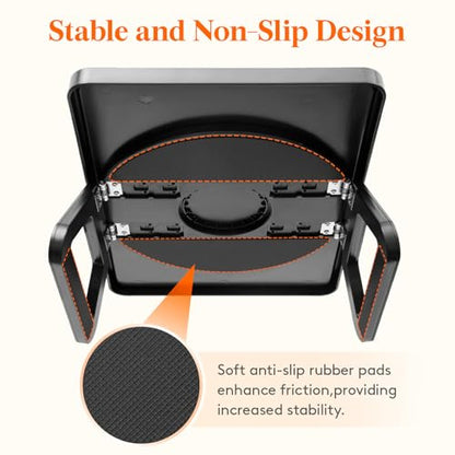 Lifewit Plastic Rotating Couch Armrest Table, Adjustable Sofa Arm Clip Holder Tray for Snack/Fast Food/Fruit/Drink, Large Foldable Stable Sofa Table with Reinforced Clamp, Black - color: Black