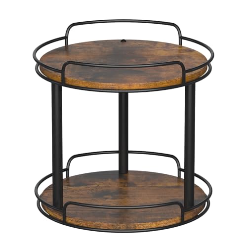 LAMU 10'' Wood Lazy Susan Turntable Organizer for Cabinet, 2 Tier Lazy Susan Spice Rack Organizer for Kitchen, Table Top, Countertop, Pantry, Medicine Organizer - size: 10 inches 2 Tier
