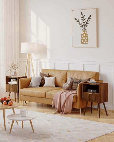 JOONEE Nightstand,Modern Bedside Table with Storage Drawer and Open Wood Shelf, for Living Room, Bedroom and Small Spaces, Accent Night Stand with Solid Wood Legs, Easy Assembly,Walnut Brown - color: Walnut Brown