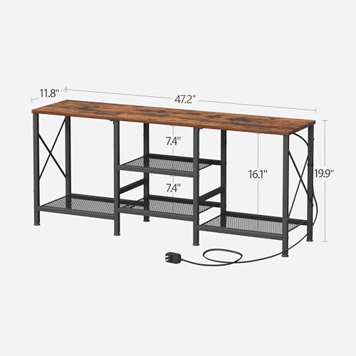 JARHETUN TV Stand with LED Lights for 55 Inch TV, Entertainment Center with 3-Tier Open Shelves, TV Console Table for Living Room, Bedroom, Rustic Brown - color: Rustic Brown With Led Light