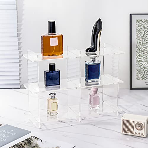 Sumerflos 3-Tier Acrylic Tabletop Display Shelf, Modern Clear Display Stand, Sturdy Storage Shelves for Toy, Makeup, Perfume, Spice