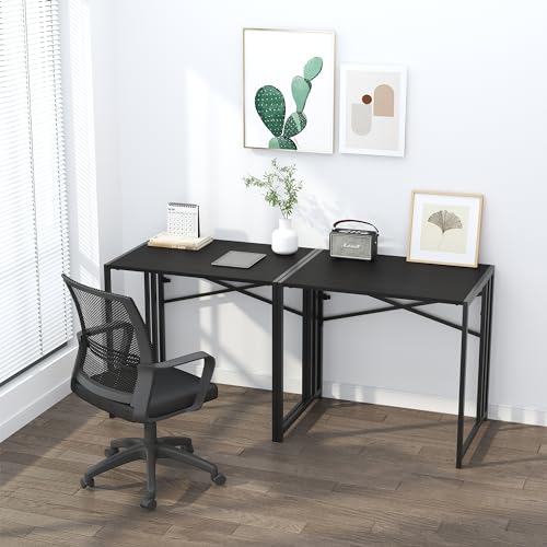 Lutown Teen Folding Computer Desk - 32 inch, Writing & Gaming, Small Space Office Desk, Black, No Assembly Required - color: Black, size: 32 Inch
