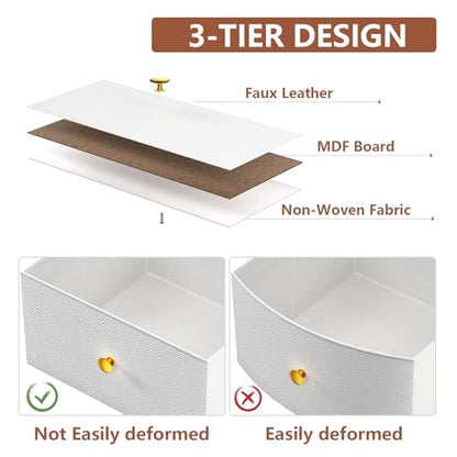 Nightstand with Charging Station, Bedside Table with 4 Drawers and 3-Tier Shelf, White Dresser, LED End Table with Wooden Top for Bedroom, Office, Living Room, Hallway-White