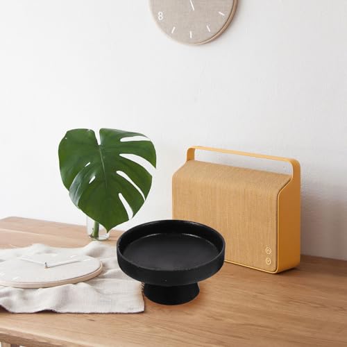 DOITOOL Ceramic Footed Bowl - 5 inch Decorative Pedestal Bowl Fruit Fruit Tray Dessert Display Stand Serving Dishes for Home Kitchen Counter Centerpiece Table Decor - Black