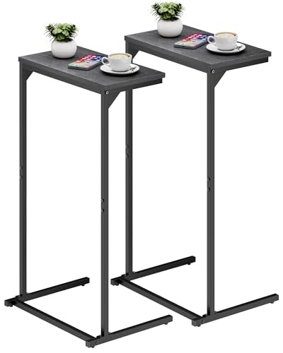 TUTOTAK C Shaped End Table, Small Side Table, Set of 2, 28.7 inch Tall Couch Table, Sofa Table, Living Room, Bed Room, Black TB01BK0712 - color: Black