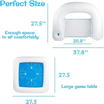 Zento Table for Pool Inflatable Game Station Set with Waterproof Playing Cards Poker Game Deck and Chairs - Card Table with Inflatable Seats for Fun in The Water by The Beach Pool (2 Packs) - size: 2