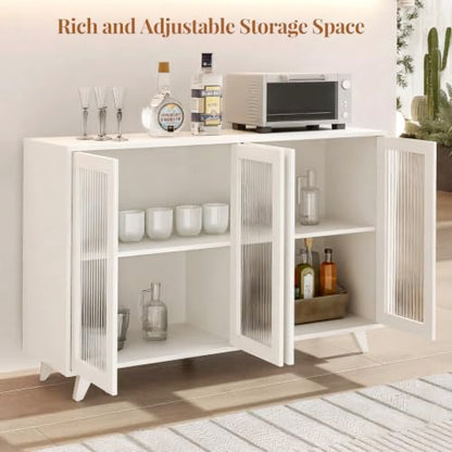 Panana Kitchen Buffet Server Table Accent Sideboard Cupboard Server Buffet Console Table with Doors Cabinet (49inch, White) - color: White, size: 49inch
