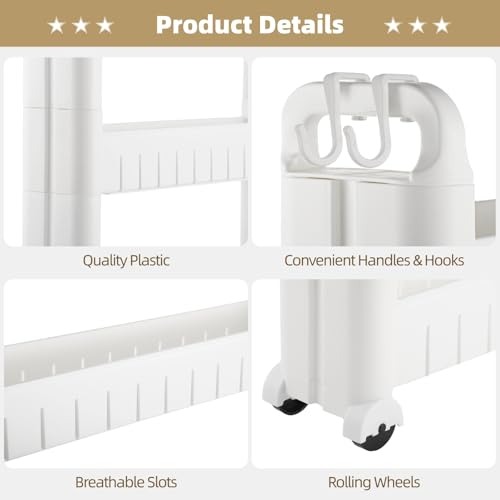 4 Tiers Slim Rolling Storage Cart, 3.5 in Slim Slide Out Bathroom Organizer Cart, Tiered Storage Rack with Wheels, Narrow Mobile Utility Cart for Laundry Room, Kitchen, Office, Sturdy Room - size: 4 Tiers