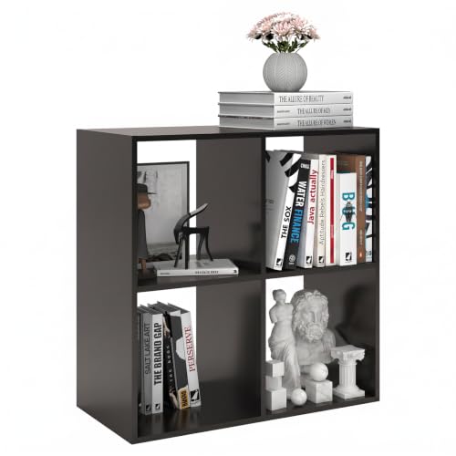 4 Cube Shelf with Anti-Tipping Kits + Reversible Open Back Bookcase, Multi Layer and Multi Grid Partition Layout (Chocolate 11in) - color: Chocolate, size: 4 Cube 11in