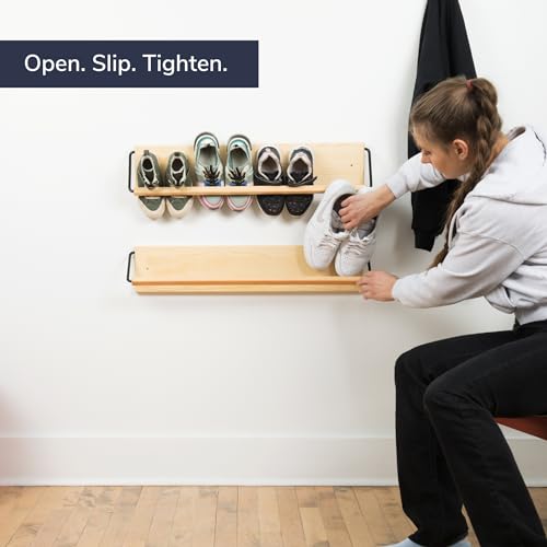 Wall Mounted Shoe Rack - A Wooden, Modern, Slim, and Small Shoe Storage Solution for Shoes and Boots in Narrow Spaces, entryways, or hallways. (30-in-Wide) - size: 30-in-wide (Single)