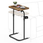 TUTOTAK C Shaped End Table with Tiltable Surface, Adjustable Height Side Table, Slide Under Couch Table TV Tray for Eating, Sofa Tray for Livingroom, Bedroom Brown TB01BB091 - color: Brown