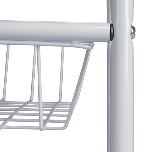 Household Essentials 3-Tier Slim Storage Cart, Heavy-Duty Steel Frame, Smooth Casters with Locks, Powder Coat Finish, Arched Handles, Easy to Assemble, Modern, Compact, White - color: White