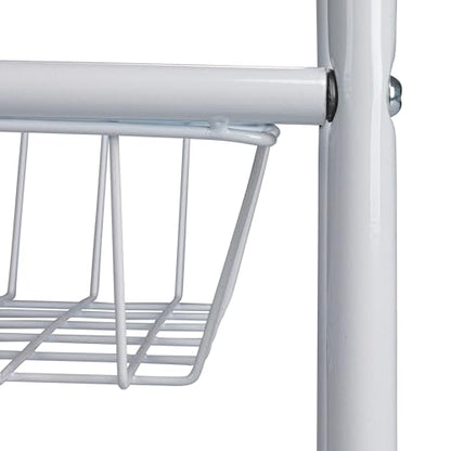 Household Essentials 3-Tier Slim Storage Cart, Heavy-Duty Steel Frame, Smooth Casters with Locks, Powder Coat Finish, Arched Handles, Easy to Assemble, Modern, Compact, White - color: White