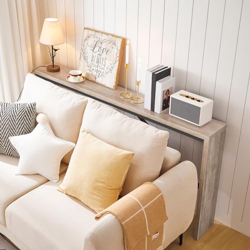 MAHANCRIS Console Table, 62.2" Long Sofa Table Behind Couch, Narrow Entryway Table, Farmhouse Dining Table with Angled Metal Frame, Industrial Console Table for Entryway, Greige CTHG15801 - color: Greige, size: 62.2"L x 9.1"W x 31.5"H