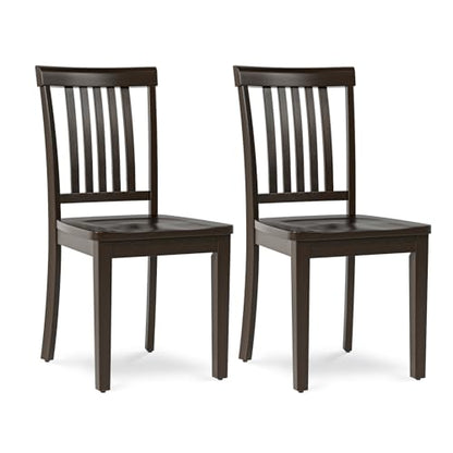 COLAMY Wooden Dining Chairs Set of 2, Solid Rubberwood Kitchen & Dining Room Chairs,Windsor Style Seating, Rustic Dining Table Chairs, Non-Slip Foot Pads, Farmhouse & Traditional Seating,Dark Brown - color: Darkbrown, size: Set of 2