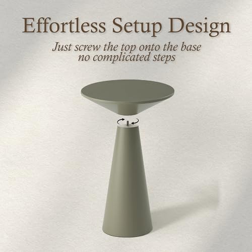 COZAYH Small Pedestal End Table Round Farmhouse Martini Table Wood Plant Stand Rustic Drink Table for Small Space Living Room, Sage Green - color: Sage Green