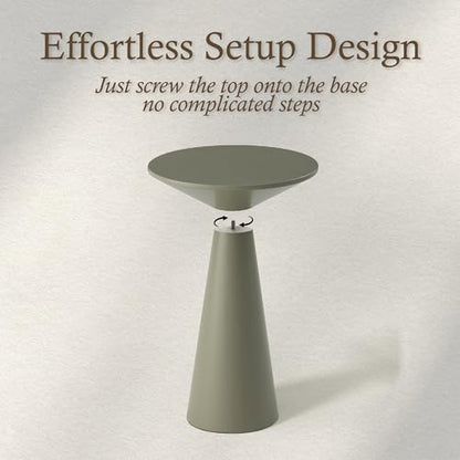COZAYH Small Pedestal End Table Round Farmhouse Martini Table Wood Plant Stand Rustic Drink Table for Small Space Living Room, Sage Green - color: Sage Green